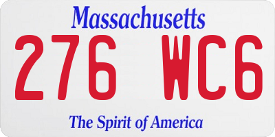 MA license plate 276WC6