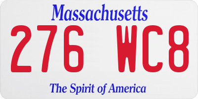 MA license plate 276WC8