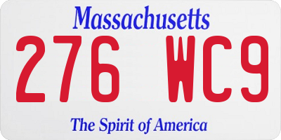 MA license plate 276WC9