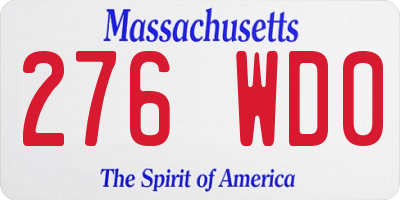 MA license plate 276WD0