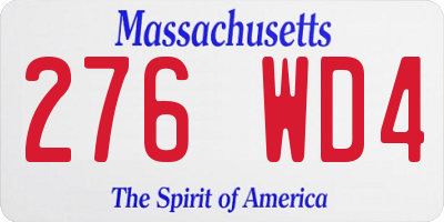 MA license plate 276WD4
