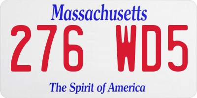 MA license plate 276WD5