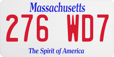 MA license plate 276WD7