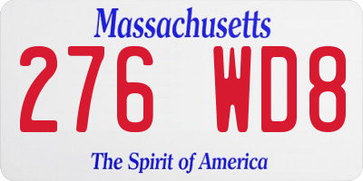 MA license plate 276WD8