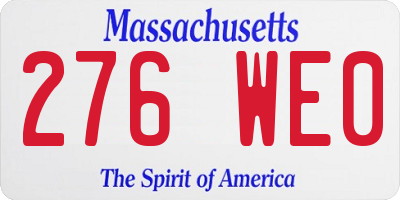 MA license plate 276WE0