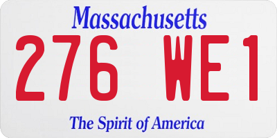 MA license plate 276WE1