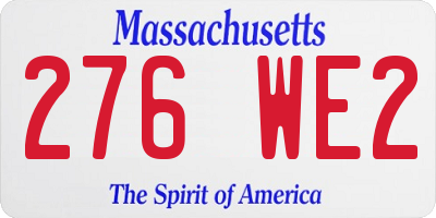 MA license plate 276WE2