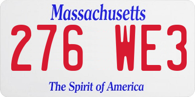 MA license plate 276WE3
