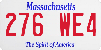 MA license plate 276WE4