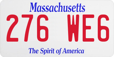 MA license plate 276WE6