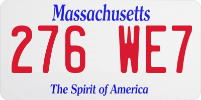 MA license plate 276WE7