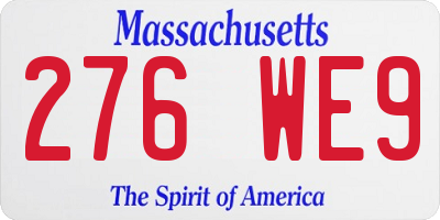 MA license plate 276WE9