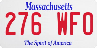 MA license plate 276WF0