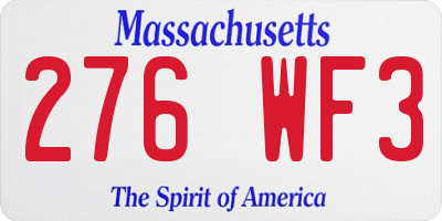 MA license plate 276WF3