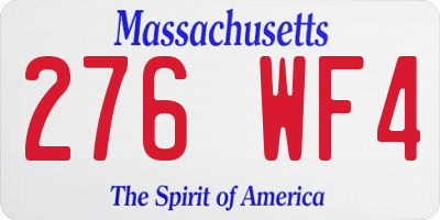 MA license plate 276WF4