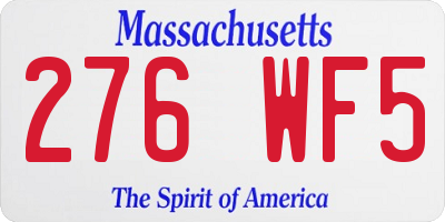 MA license plate 276WF5
