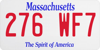 MA license plate 276WF7