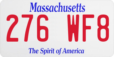 MA license plate 276WF8
