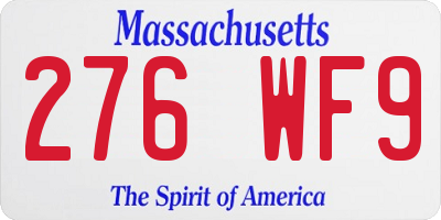 MA license plate 276WF9