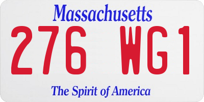MA license plate 276WG1