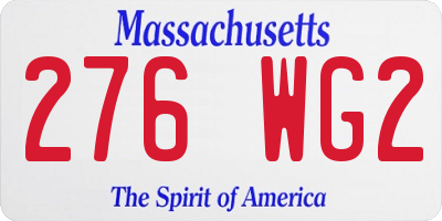 MA license plate 276WG2