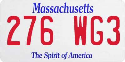 MA license plate 276WG3