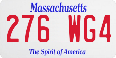 MA license plate 276WG4