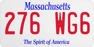 MA license plate 276WG6