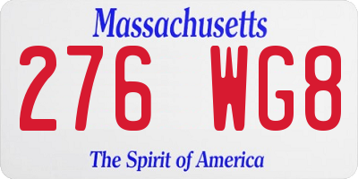 MA license plate 276WG8