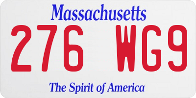 MA license plate 276WG9