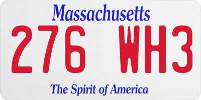 MA license plate 276WH3