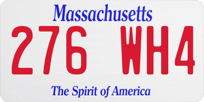 MA license plate 276WH4