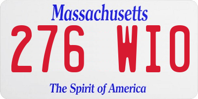 MA license plate 276WI0