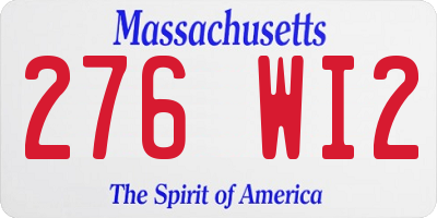 MA license plate 276WI2