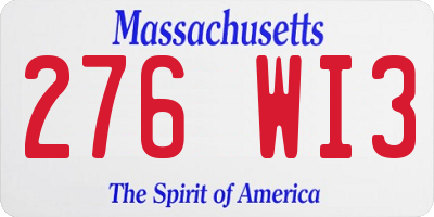 MA license plate 276WI3