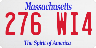 MA license plate 276WI4