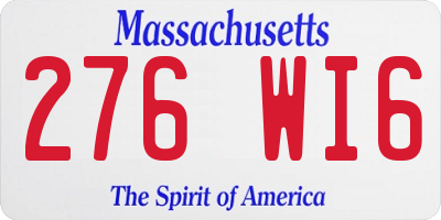 MA license plate 276WI6