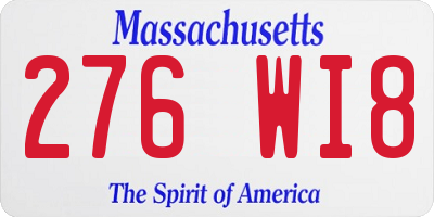 MA license plate 276WI8