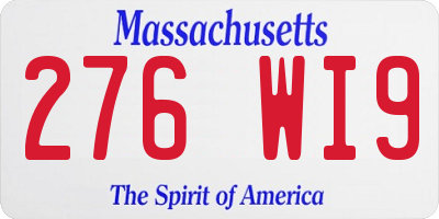 MA license plate 276WI9