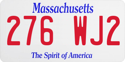 MA license plate 276WJ2
