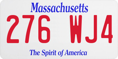 MA license plate 276WJ4