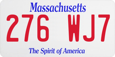 MA license plate 276WJ7