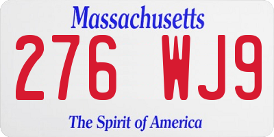 MA license plate 276WJ9