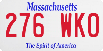 MA license plate 276WK0