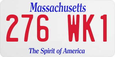 MA license plate 276WK1