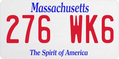 MA license plate 276WK6