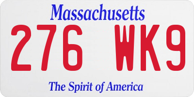 MA license plate 276WK9
