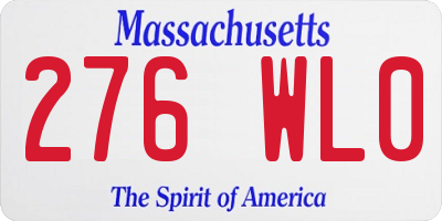 MA license plate 276WL0