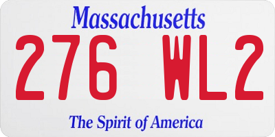MA license plate 276WL2