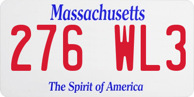 MA license plate 276WL3